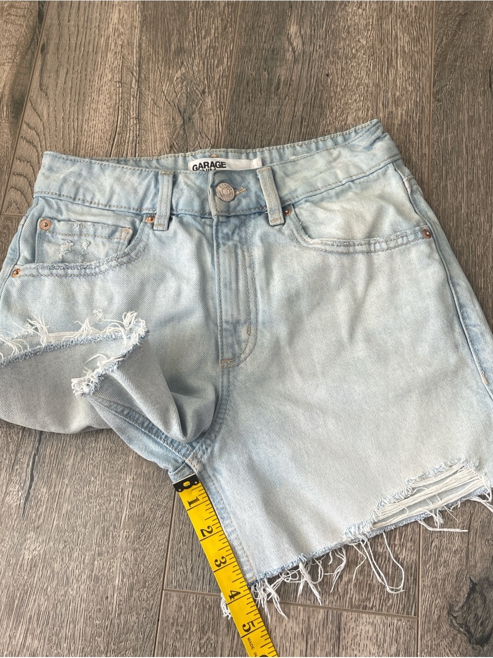 Garage Light Blue Distressed Denim Shorts - Picture 4 of 8